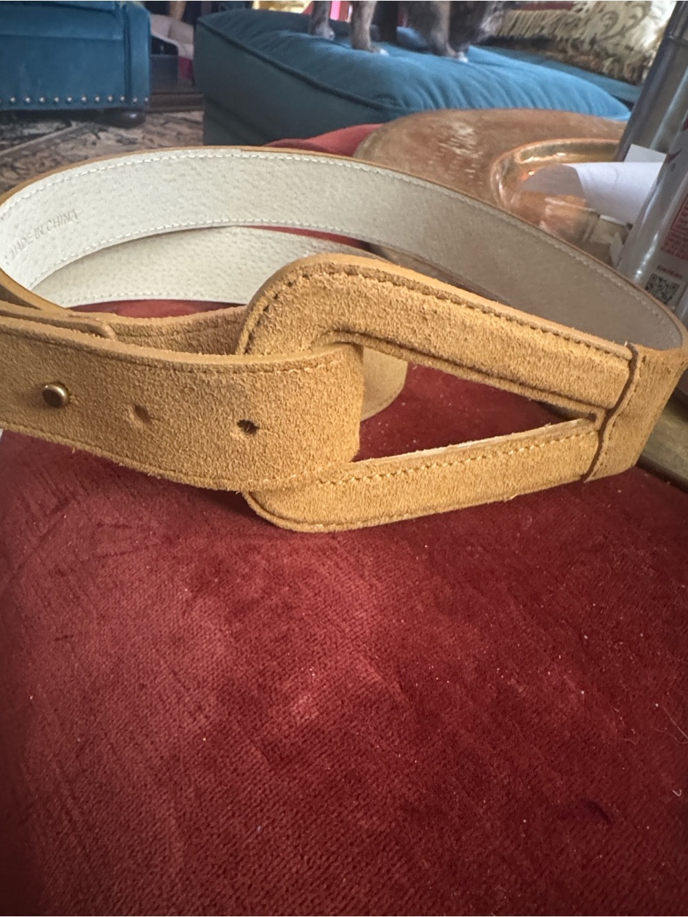 Coldwater Creek Mustard Suede Loop Belt